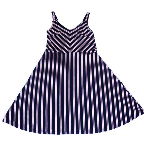 Dress Junior Jumper Sundress Sleeveless Stretchy Jersey Knit stripe retro summer - Picture 1 of 6